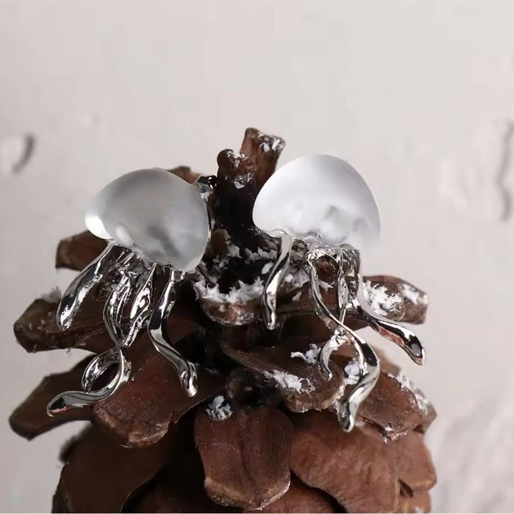 925 Sterling Silver Bohemian Jelly Fish Necklace and Earrings Set - Picture 5 of 10